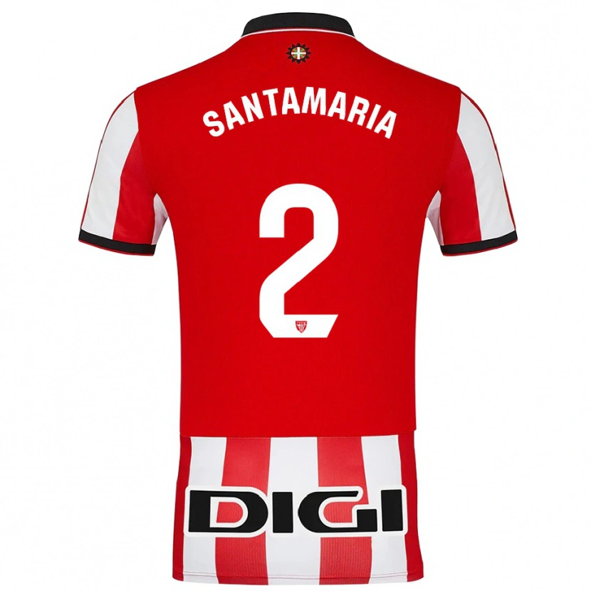 Danxen Enfant Maillot Unai Santamaría #2 Rouge Blanc Tenues Domicile 2025/26 T-Shirt