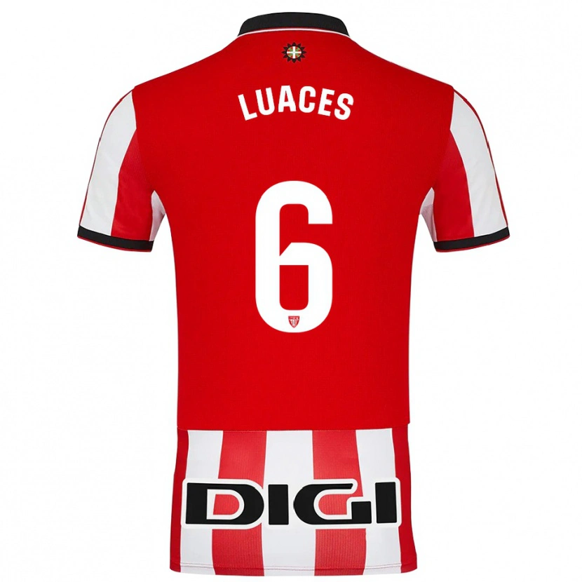 Danxen Enfant Maillot Iraitz Luaces #6 Rouge Blanc Tenues Domicile 2025/26 T-Shirt