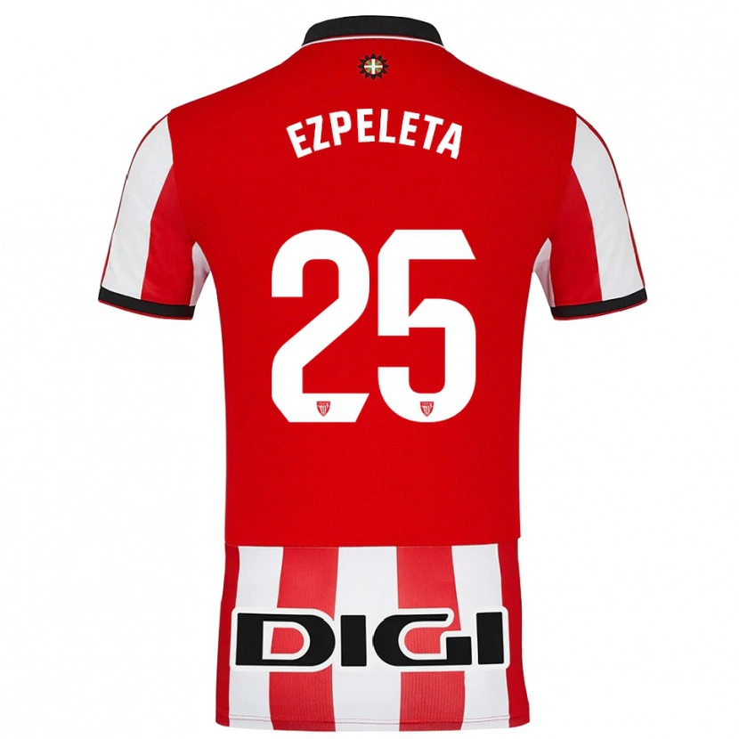 Danxen Enfant Maillot Ander Ezpeleta #25 Rouge Blanc Tenues Domicile 2025/26 T-Shirt
