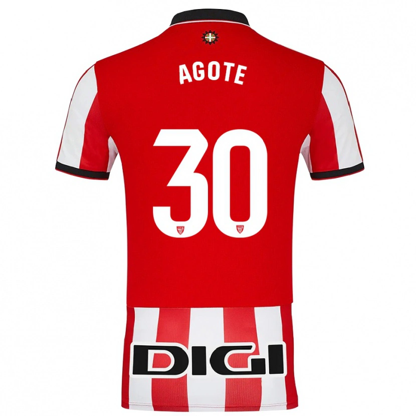 Danxen Enfant Maillot Daniela Agote Aguirre #30 Rouge Blanc Tenues Domicile 2025/26 T-Shirt
