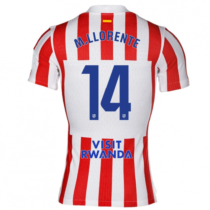Danxen Enfant Maillot Marcos Llorente #14 Rouge Blanc Tenues Domicile 2025/26 T-Shirt