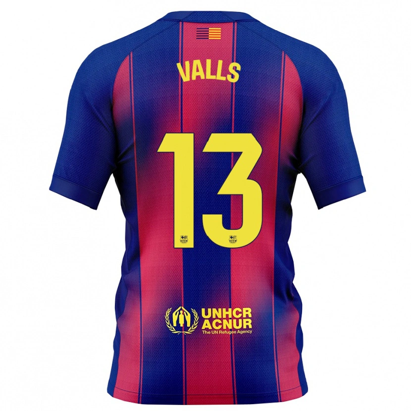 Danxen Enfant Maillot Gerard Valls #13 Bleu Rouge Tenues Domicile 2025/26 T-Shirt