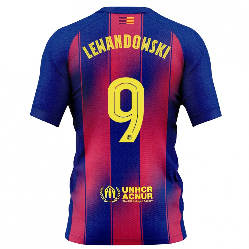 Danxen Enfant Maillot Robert Lewandowski #9 Bleu Rouge Tenues Domicile 2025/26 T-Shirt