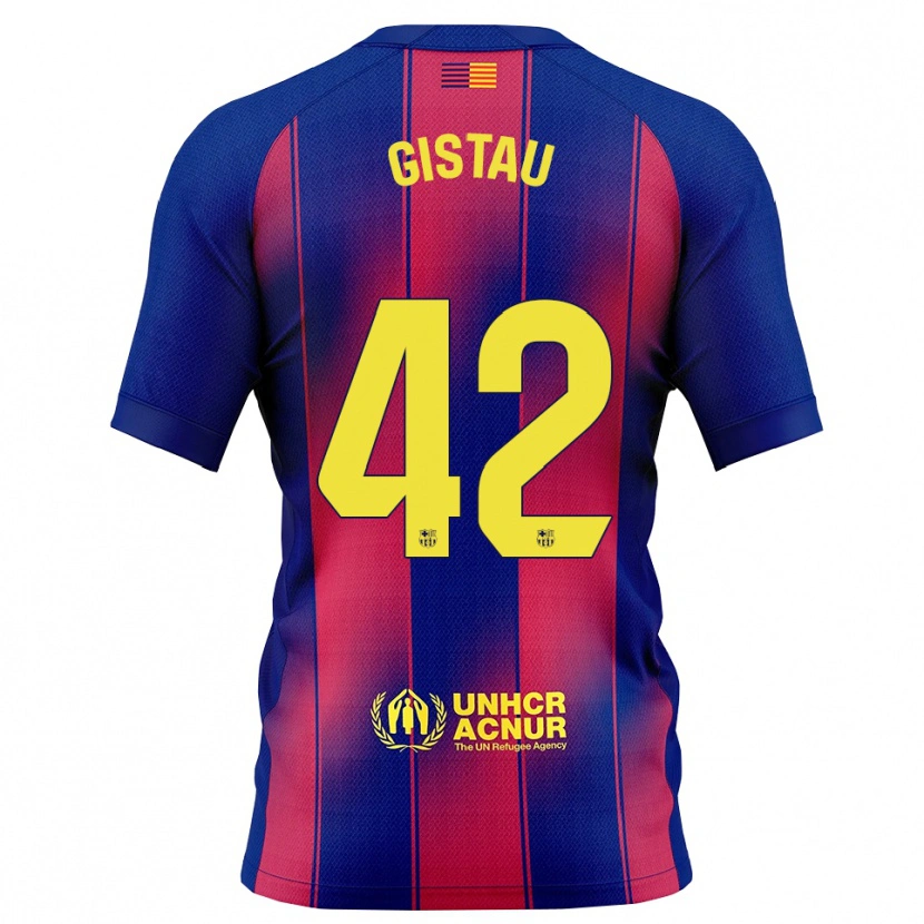 Danxen Enfant Maillot Òscar Gistau #42 Bleu Rouge Tenues Domicile 2025/26 T-Shirt