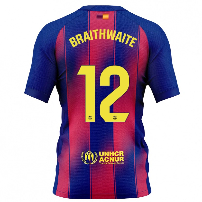 Danxen Enfant Maillot Martin Braithwaite #12 Bleu Rouge Tenues Domicile 2025/26 T-Shirt
