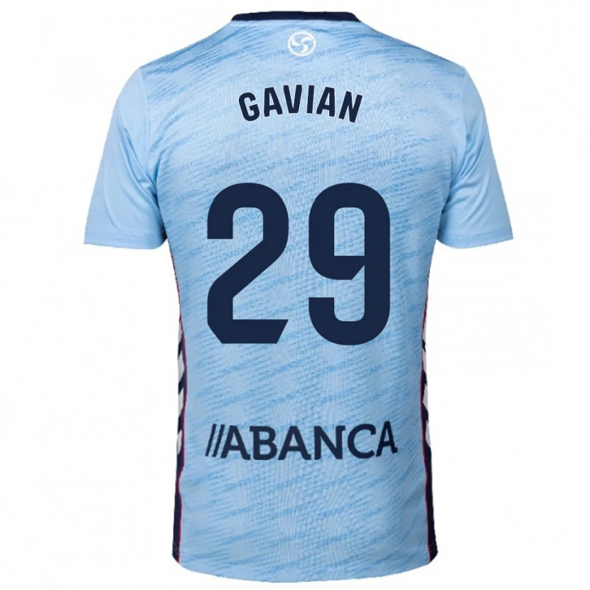 Danxen Enfant Maillot Pablo Gavián #29 Bleu Ciel Rouge Tenues Domicile 2025/26 T-Shirt