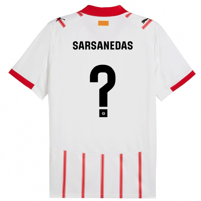 Danxen Enfant Maillot Joao Sarsanedas #0 Blanc Rouge Tenues Domicile 2025/26 T-Shirt