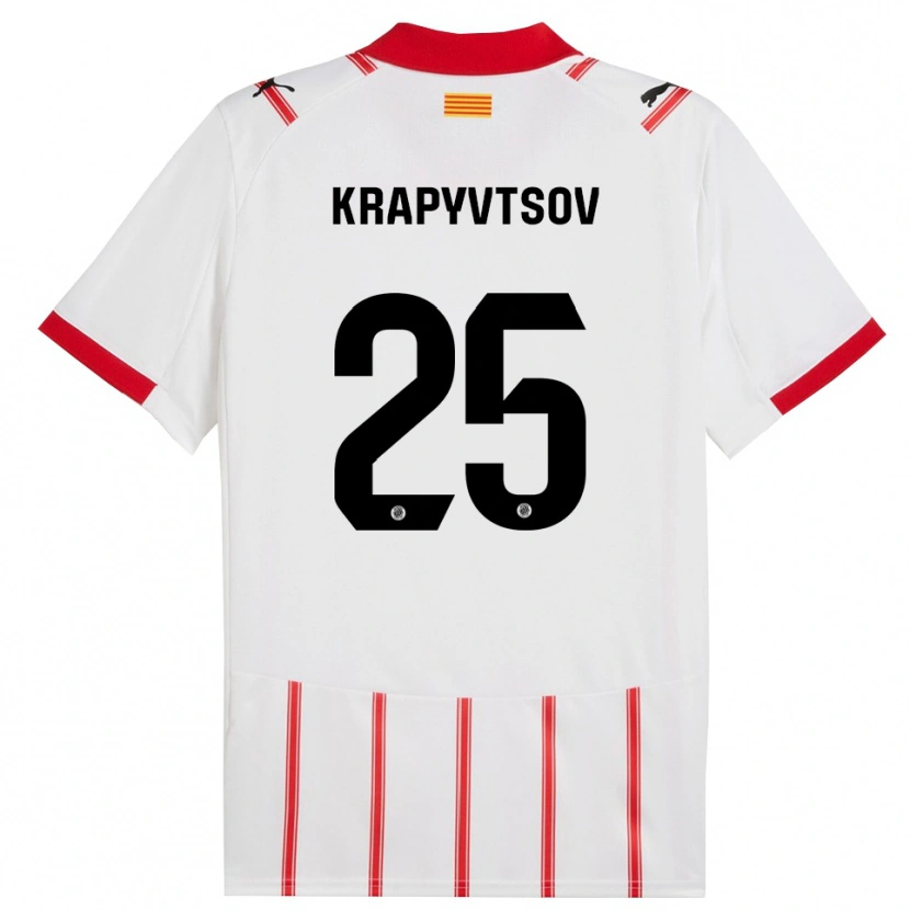 Danxen Enfant Maillot Vladyslav Krapyvtsov #25 Blanc Rouge Tenues Domicile 2025/26 T-Shirt