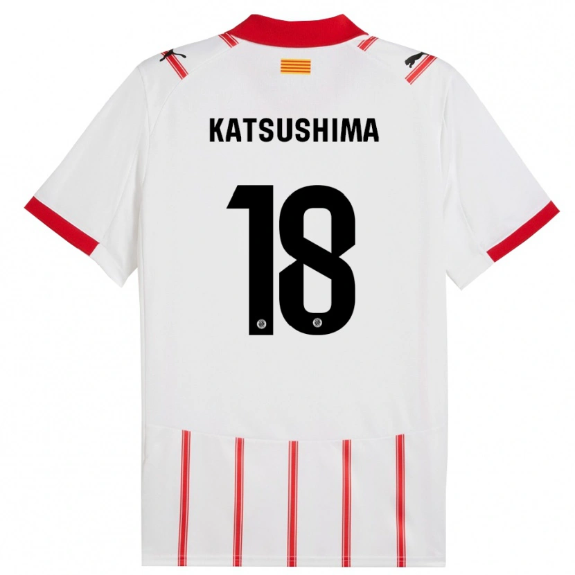 Danxen Enfant Maillot Shinnosuke Katsushima #18 Blanc Rouge Tenues Domicile 2025/26 T-Shirt