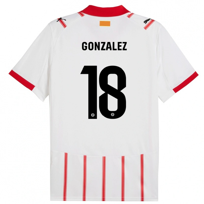 Danxen Enfant Maillot Gerard Gonzalez #18 Blanc Rouge Tenues Domicile 2025/26 T-Shirt