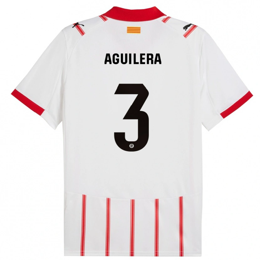 Danxen Enfant Maillot Oriol Aguilera #3 Blanc Rouge Tenues Domicile 2025/26 T-Shirt