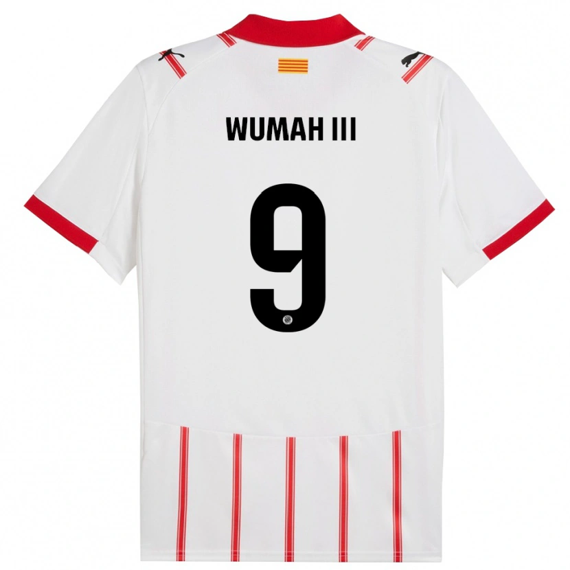 Danxen Enfant Maillot Edward Wumah Iii #9 Blanc Rouge Tenues Domicile 2025/26 T-Shirt