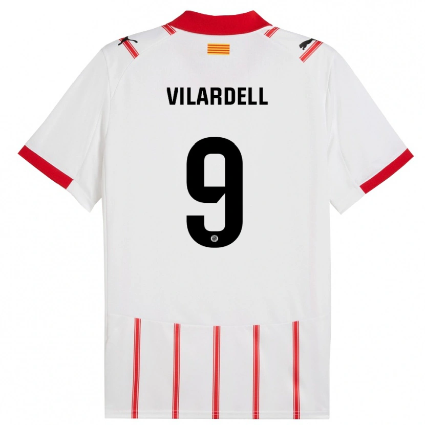 Danxen Enfant Maillot Júlia Vilardell #9 Blanc Rouge Tenues Domicile 2025/26 T-Shirt