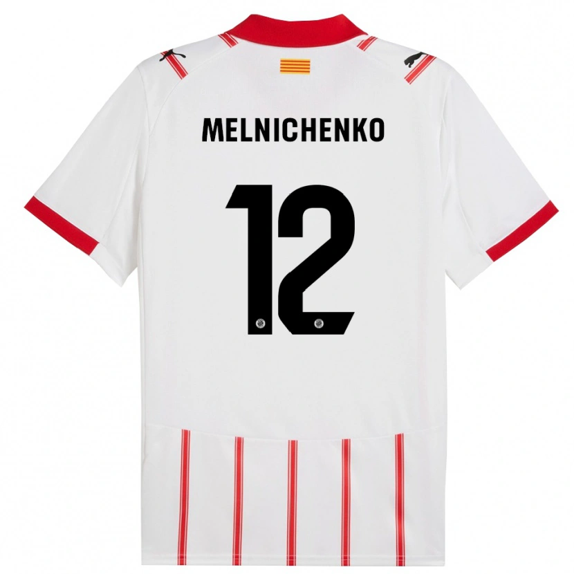 Danxen Enfant Maillot Dmytro Melnichenko #12 Blanc Rouge Tenues Domicile 2025/26 T-Shirt