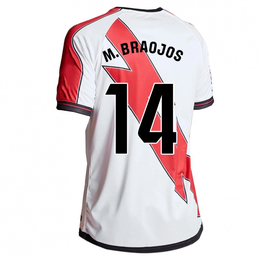 Danxen Enfant Maillot Mónica Braojos Pérez #14 Blanc Rouge Tenues Domicile 2025/26 T-Shirt
