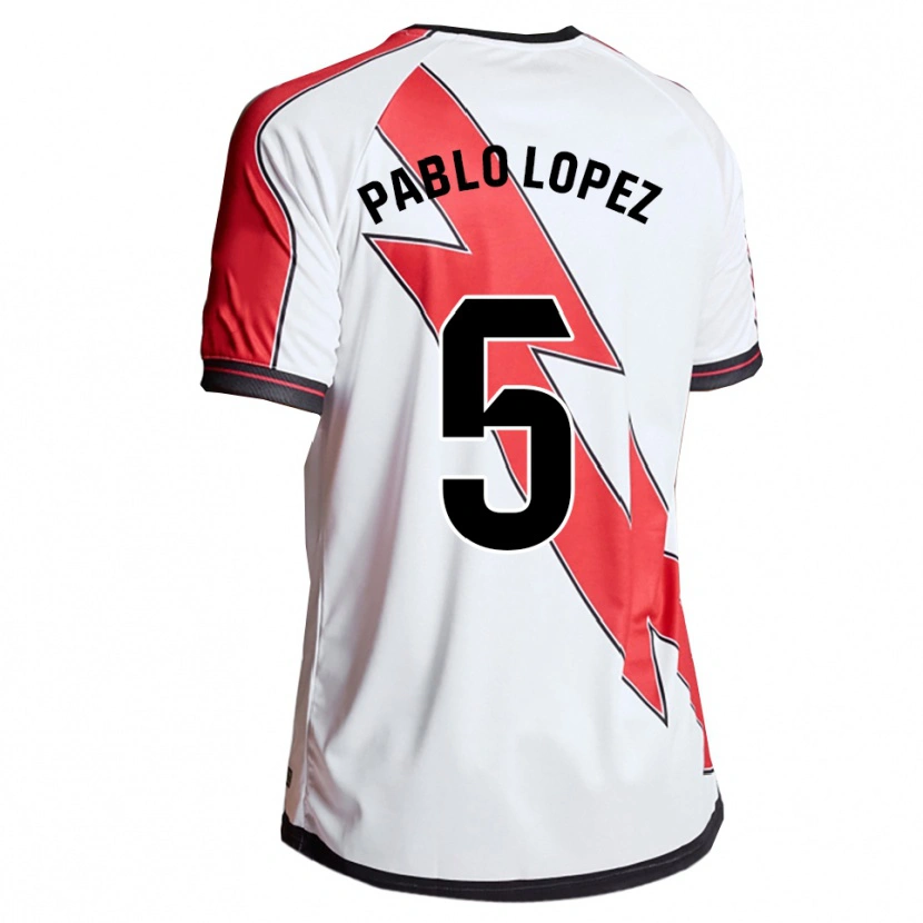 Danxen Enfant Maillot Pablo López #5 Blanc Rouge Tenues Domicile 2025/26 T-Shirt