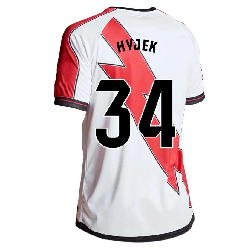 Danxen Enfant Maillot David Hyjek #34 Blanc Rouge Tenues Domicile 2025/26 T-Shirt