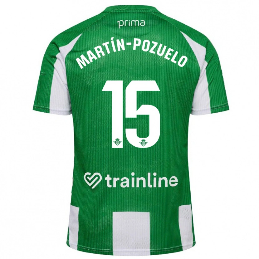 Danxen Enfant Maillot Esther Martín-Pozuelo #15 Vert Blanc Tenues Domicile 2025/26 T-Shirt