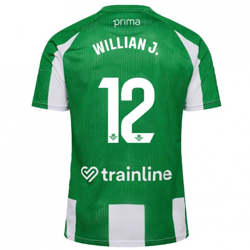 Danxen Enfant Maillot Willian Jose #12 Vert Blanc Tenues Domicile 2025/26 T-Shirt