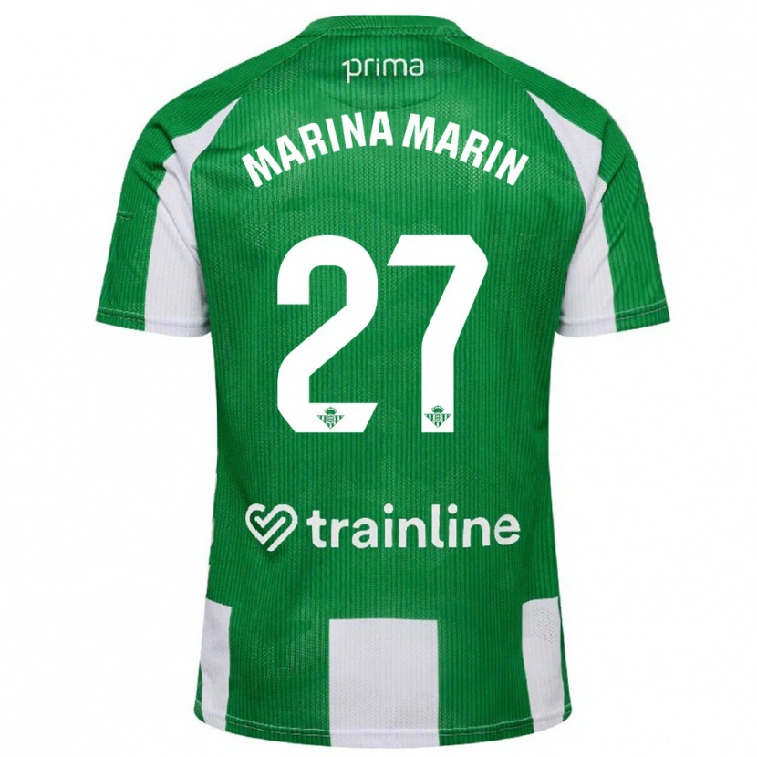 Danxen Enfant Maillot Marina Marín #27 Vert Blanc Tenues Domicile 2025/26 T-Shirt