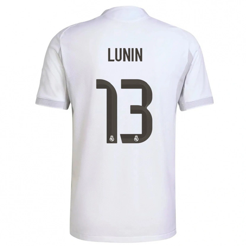 Danxen Enfant Maillot Andriy Lunin #13 Blanc Jaune Tenues Domicile 2025/26 T-Shirt