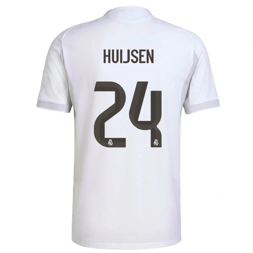 Danxen Enfant Maillot Dean Huijsen #24 Blanc Jaune Tenues Domicile 2025/26 T-Shirt
