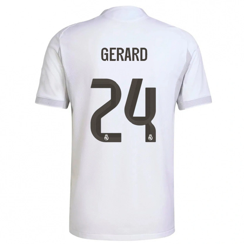 Danxen Enfant Maillot Meline Gerard #24 Blanc Jaune Tenues Domicile 2025/26 T-Shirt