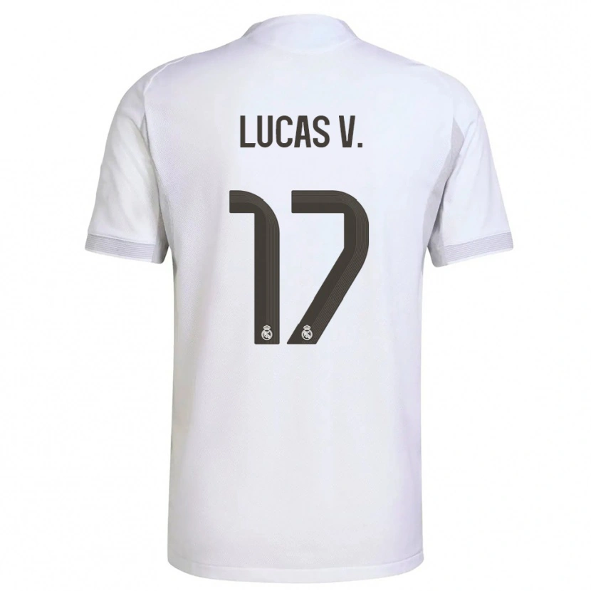 Danxen Enfant Maillot Lucas Vazquez #17 Blanc Jaune Tenues Domicile 2025/26 T-Shirt