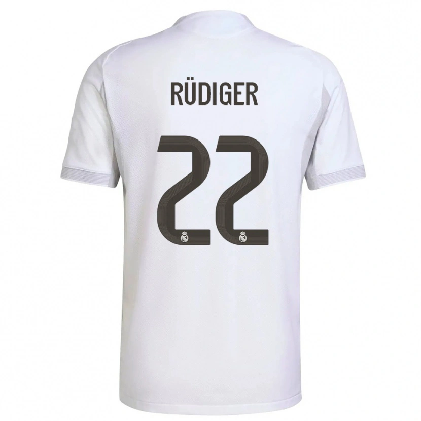 Danxen Enfant Maillot Antonio Rüdiger #22 Blanc Jaune Tenues Domicile 2025/26 T-Shirt