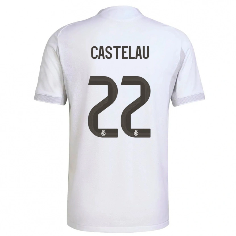 Danxen Enfant Maillot Alber Castelau #22 Blanc Jaune Tenues Domicile 2025/26 T-Shirt