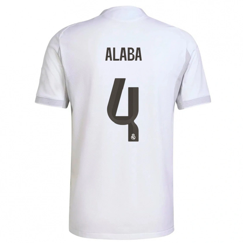 Danxen Enfant Maillot David Alaba #4 Blanc Jaune Tenues Domicile 2025/26 T-Shirt