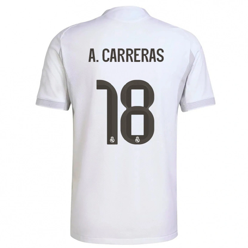 Danxen Enfant Maillot Álvaro Carreras #18 Blanc Jaune Tenues Domicile 2025/26 T-Shirt