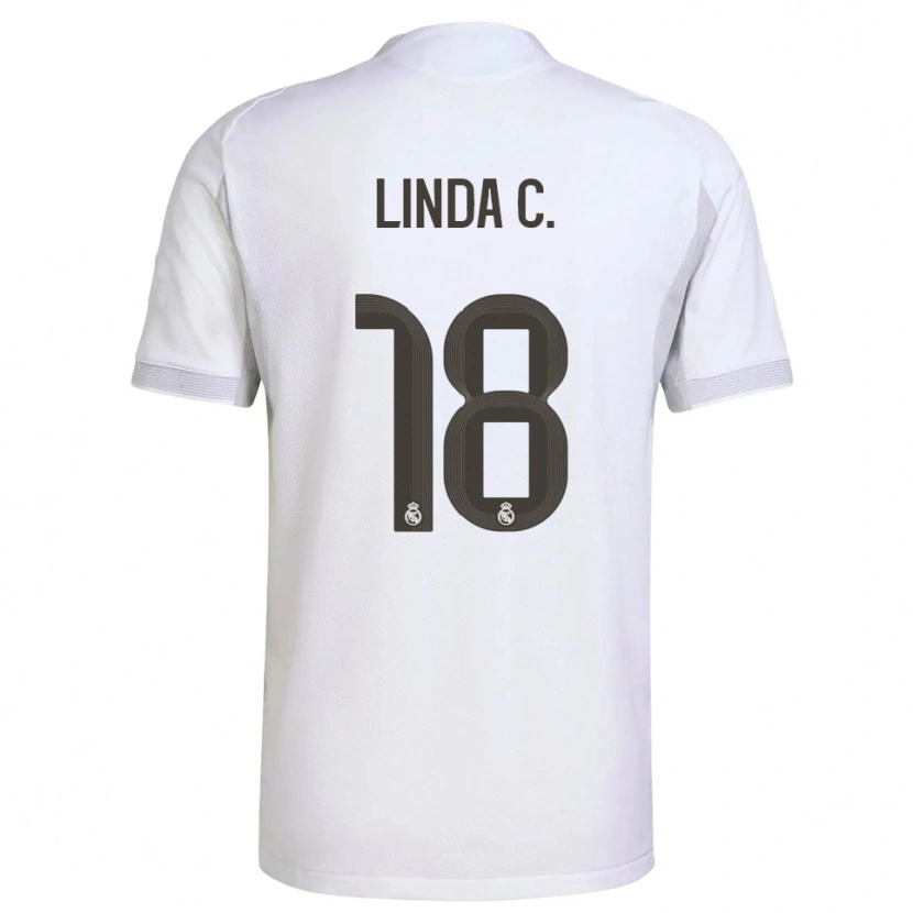 Danxen Enfant Maillot Linda Caicedo #18 Blanc Jaune Tenues Domicile 2025/26 T-Shirt