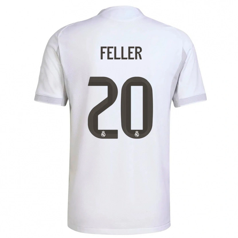 Danxen Enfant Maillot Naomie Feller #20 Blanc Jaune Tenues Domicile 2025/26 T-Shirt