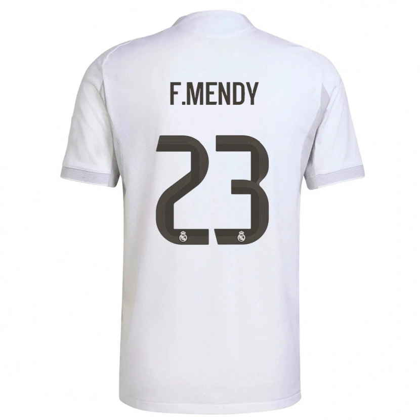 Danxen Enfant Maillot Ferland Mendy #23 Blanc Jaune Tenues Domicile 2025/26 T-Shirt