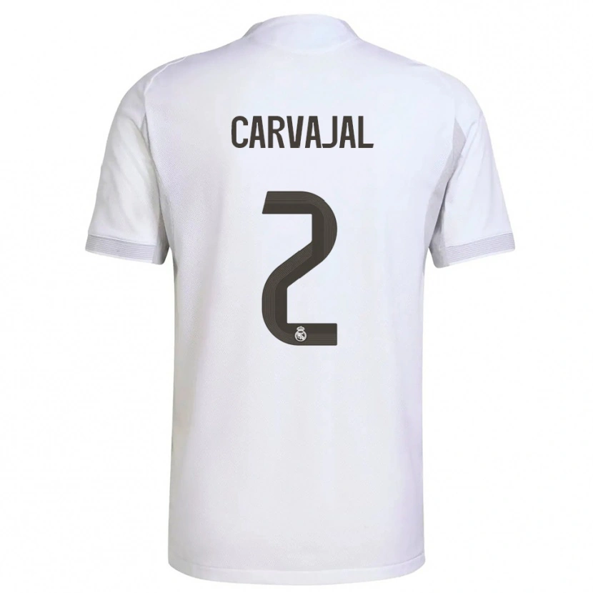 Danxen Enfant Maillot Daniel Carvajal #2 Blanc Jaune Tenues Domicile 2025/26 T-Shirt