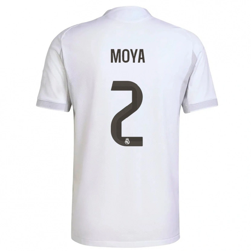 Danxen Enfant Maillot Alejandro Moya #2 Blanc Jaune Tenues Domicile 2025/26 T-Shirt