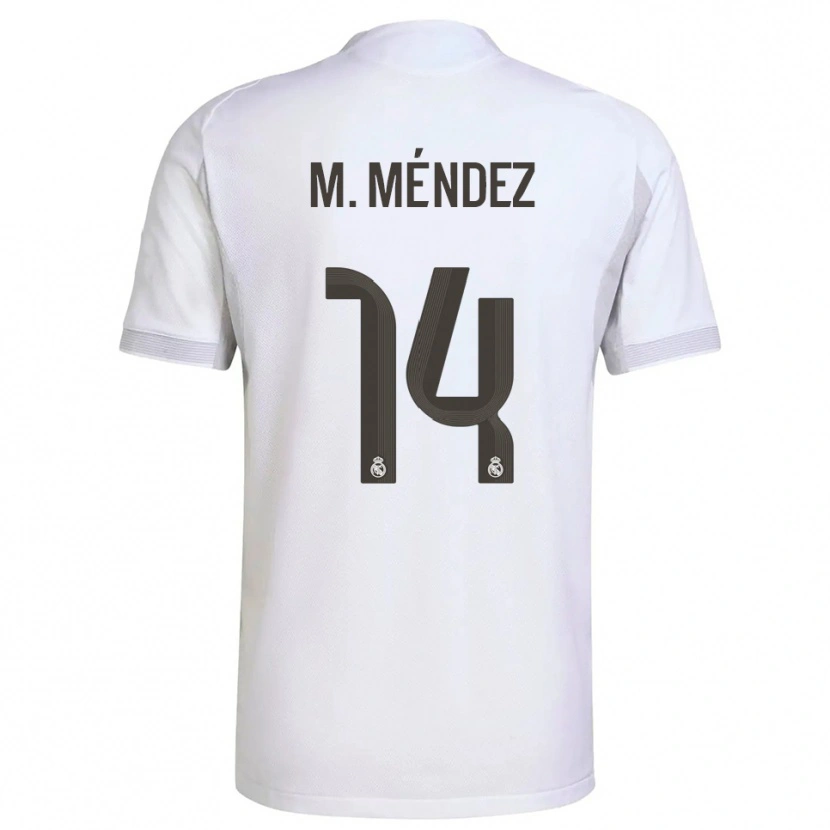 Danxen Enfant Maillot María Méndez #14 Blanc Jaune Tenues Domicile 2025/26 T-Shirt