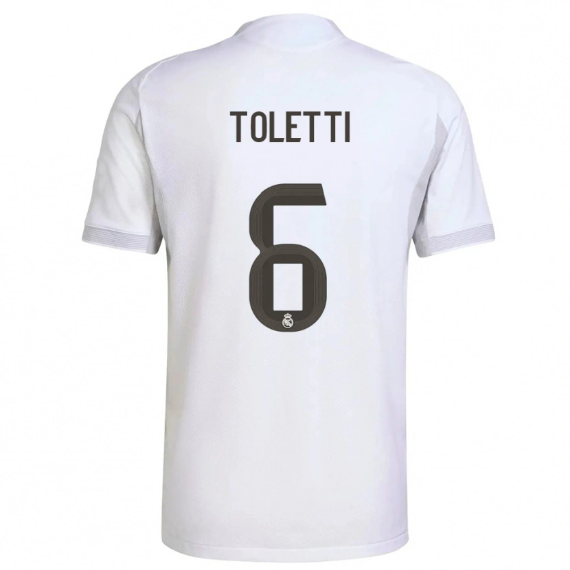 Danxen Enfant Maillot Sandie Toletti #6 Blanc Jaune Tenues Domicile 2025/26 T-Shirt