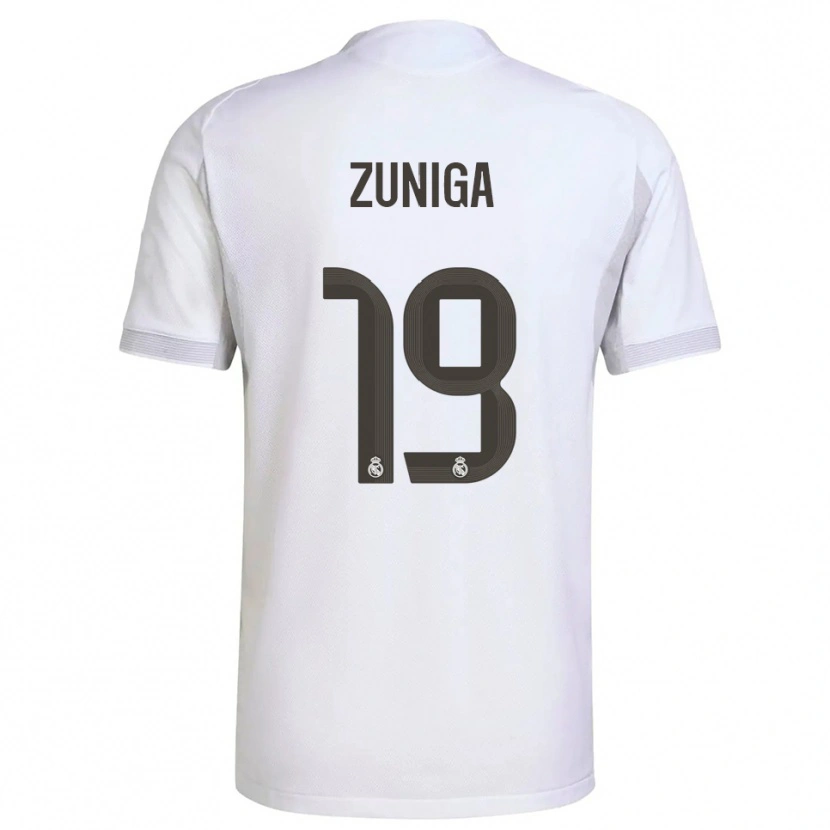 Danxen Enfant Maillot Loren Zúñiga #19 Blanc Jaune Tenues Domicile 2025/26 T-Shirt
