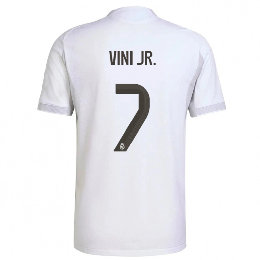 Danxen Enfant Maillot Vinicius Junior #7 Blanc Jaune Tenues Domicile 2025/26 T-Shirt