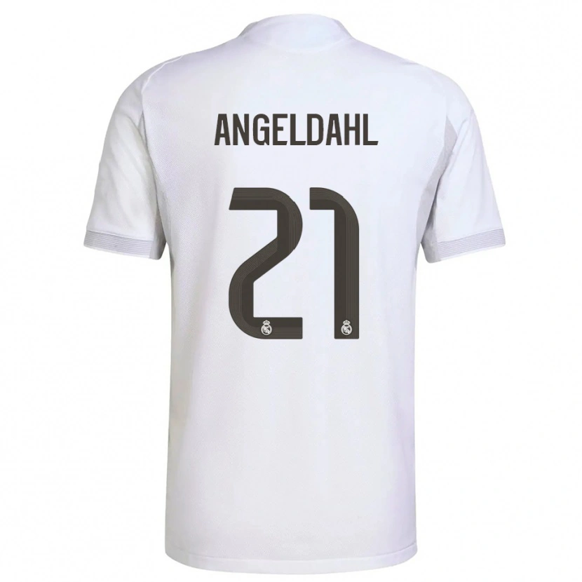 Danxen Enfant Maillot Filippa Angeldahl #21 Blanc Jaune Tenues Domicile 2025/26 T-Shirt