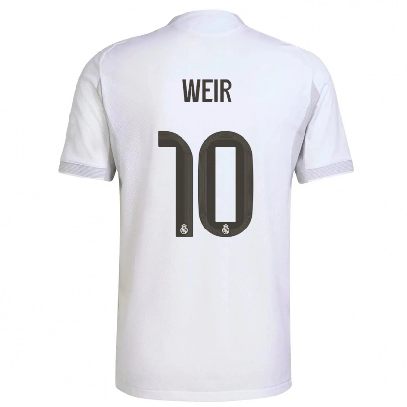 Danxen Enfant Maillot Caroline Weir #10 Blanc Jaune Tenues Domicile 2025/26 T-Shirt
