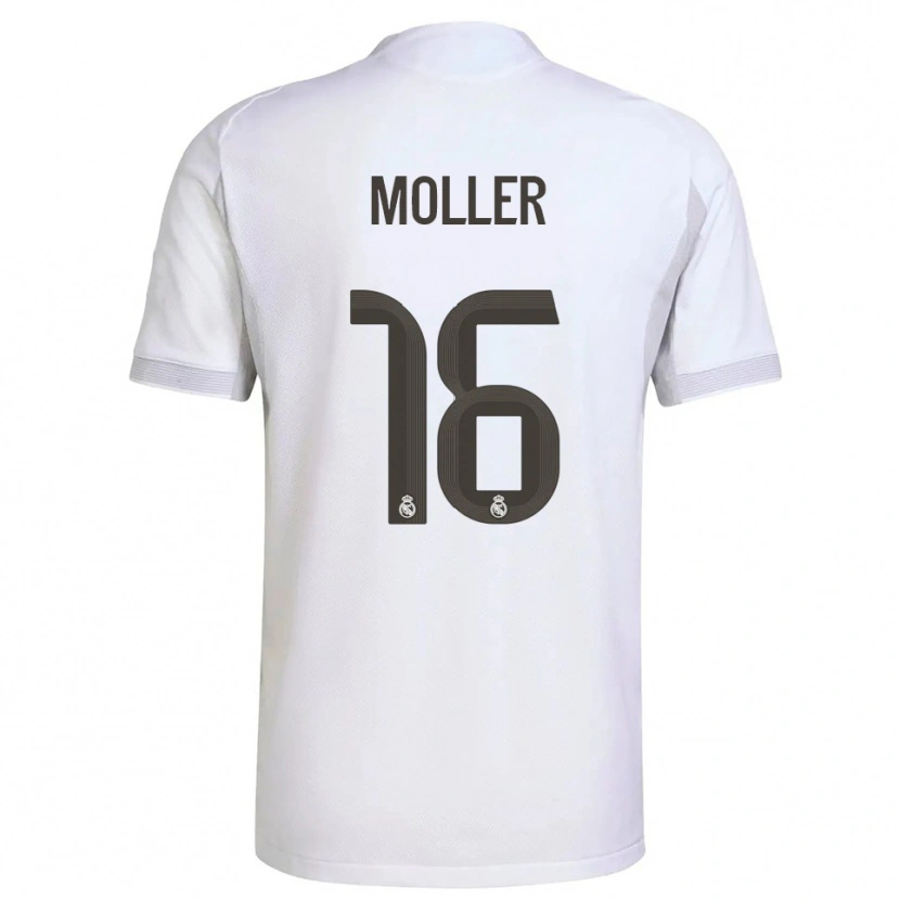 Danxen Enfant Maillot Caroline Moller #16 Blanc Jaune Tenues Domicile 2025/26 T-Shirt
