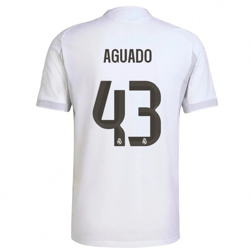 Danxen Enfant Maillot Diego Aguado #43 Blanc Jaune Tenues Domicile 2025/26 T-Shirt