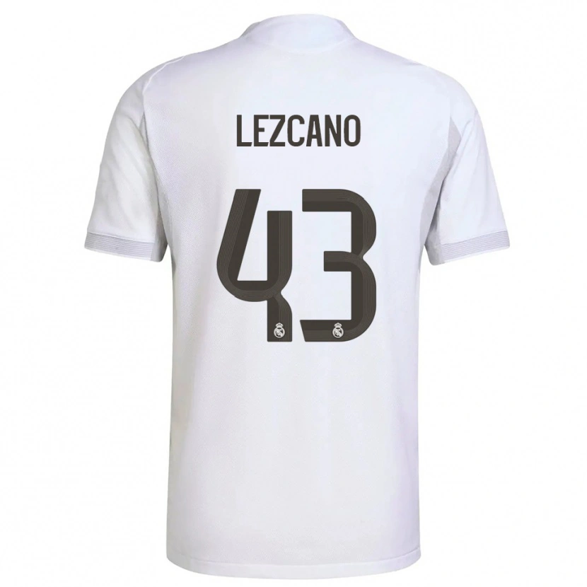 Danxen Enfant Maillot Álvaro Lezcano #43 Blanc Jaune Tenues Domicile 2025/26 T-Shirt