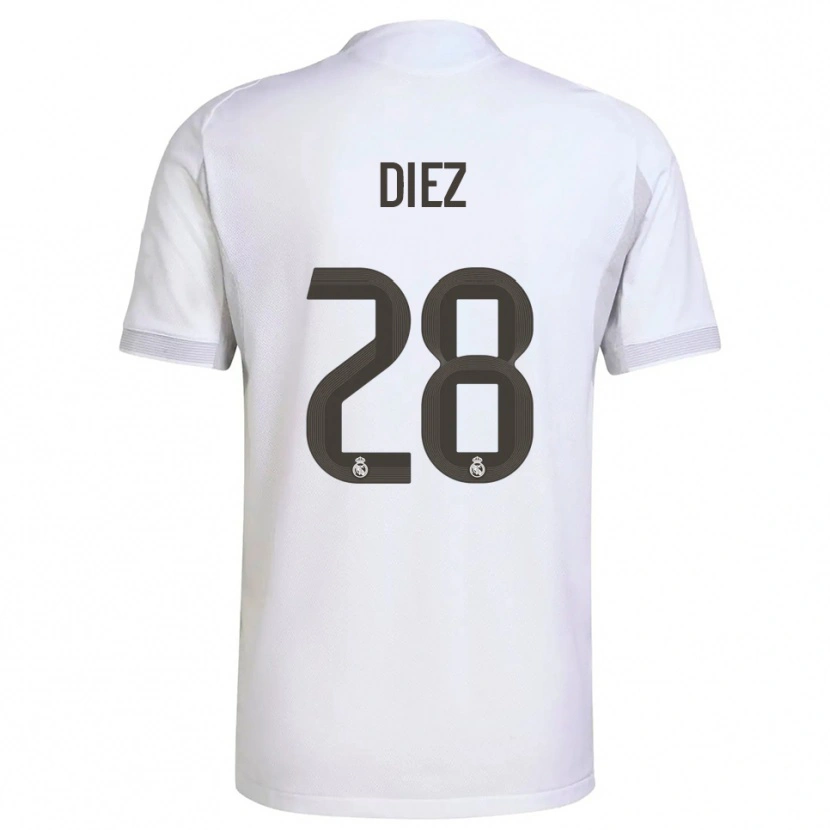 Danxen Enfant Maillot Carlos Diez #28 Blanc Jaune Tenues Domicile 2025/26 T-Shirt