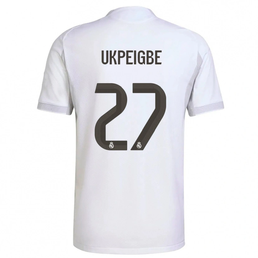 Danxen Enfant Maillot Melvin Ukpeigbe #27 Blanc Jaune Tenues Domicile 2025/26 T-Shirt