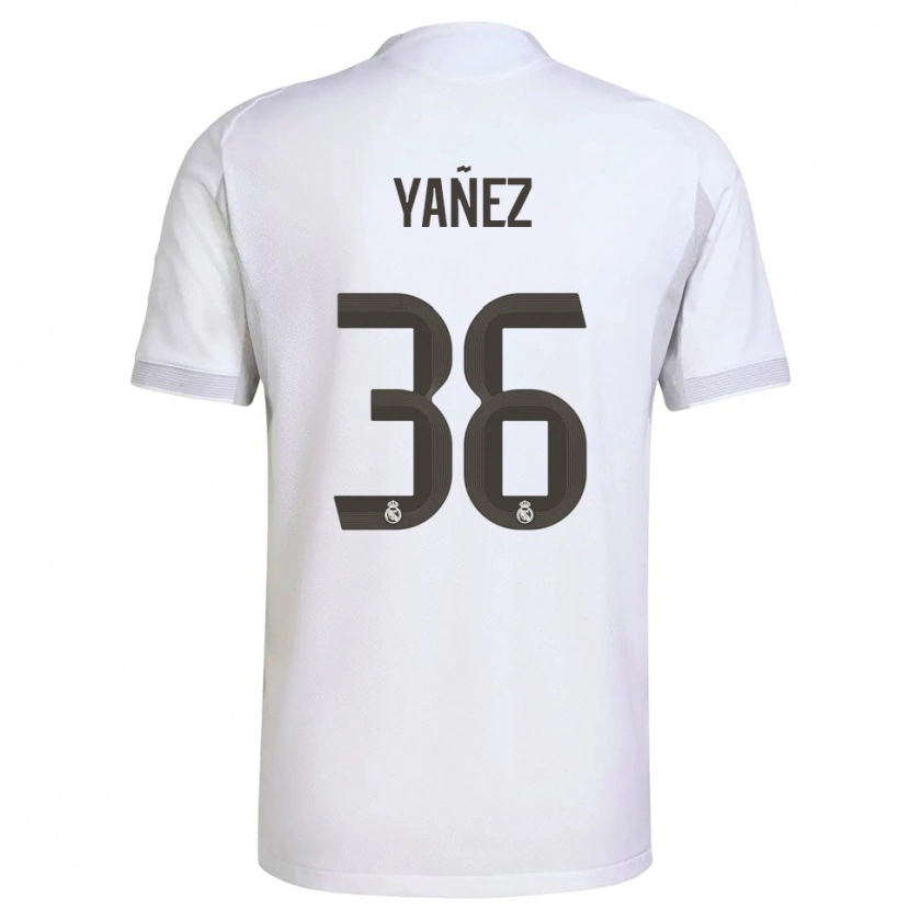 Danxen Enfant Maillot Daniel Yáñez #36 Blanc Jaune Tenues Domicile 2025/26 T-Shirt