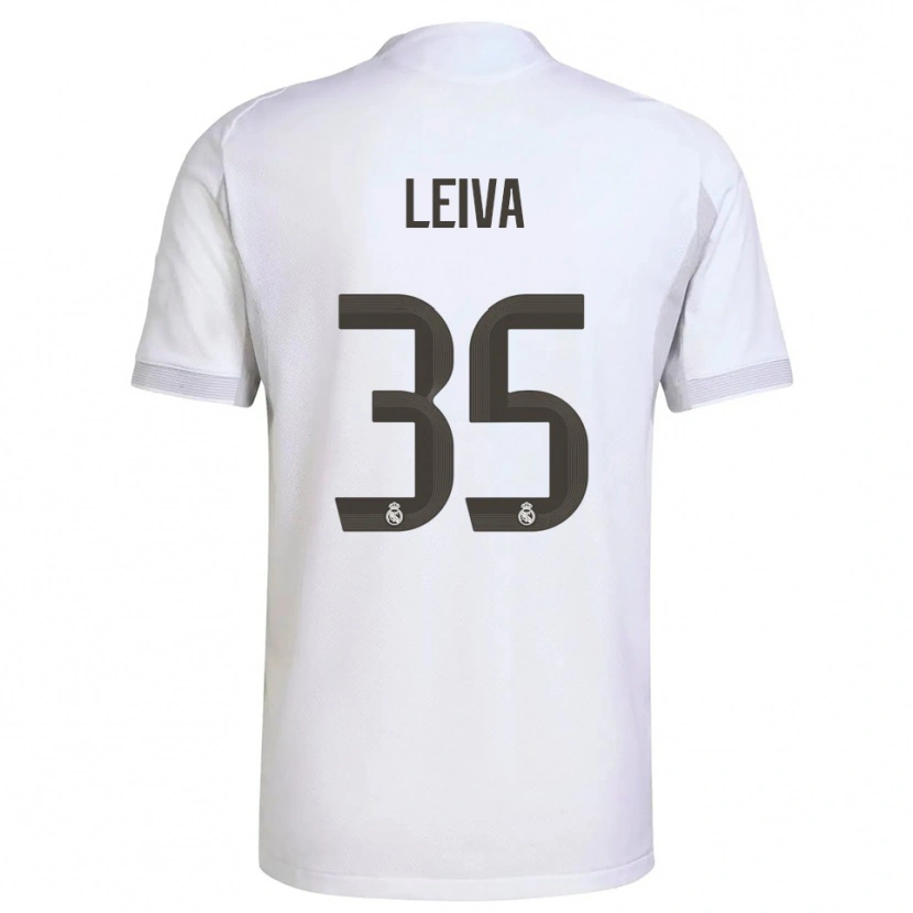 Danxen Enfant Maillot Álvaro Leiva #35 Blanc Jaune Tenues Domicile 2025/26 T-Shirt